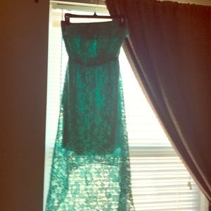 Coral strapless high low dress